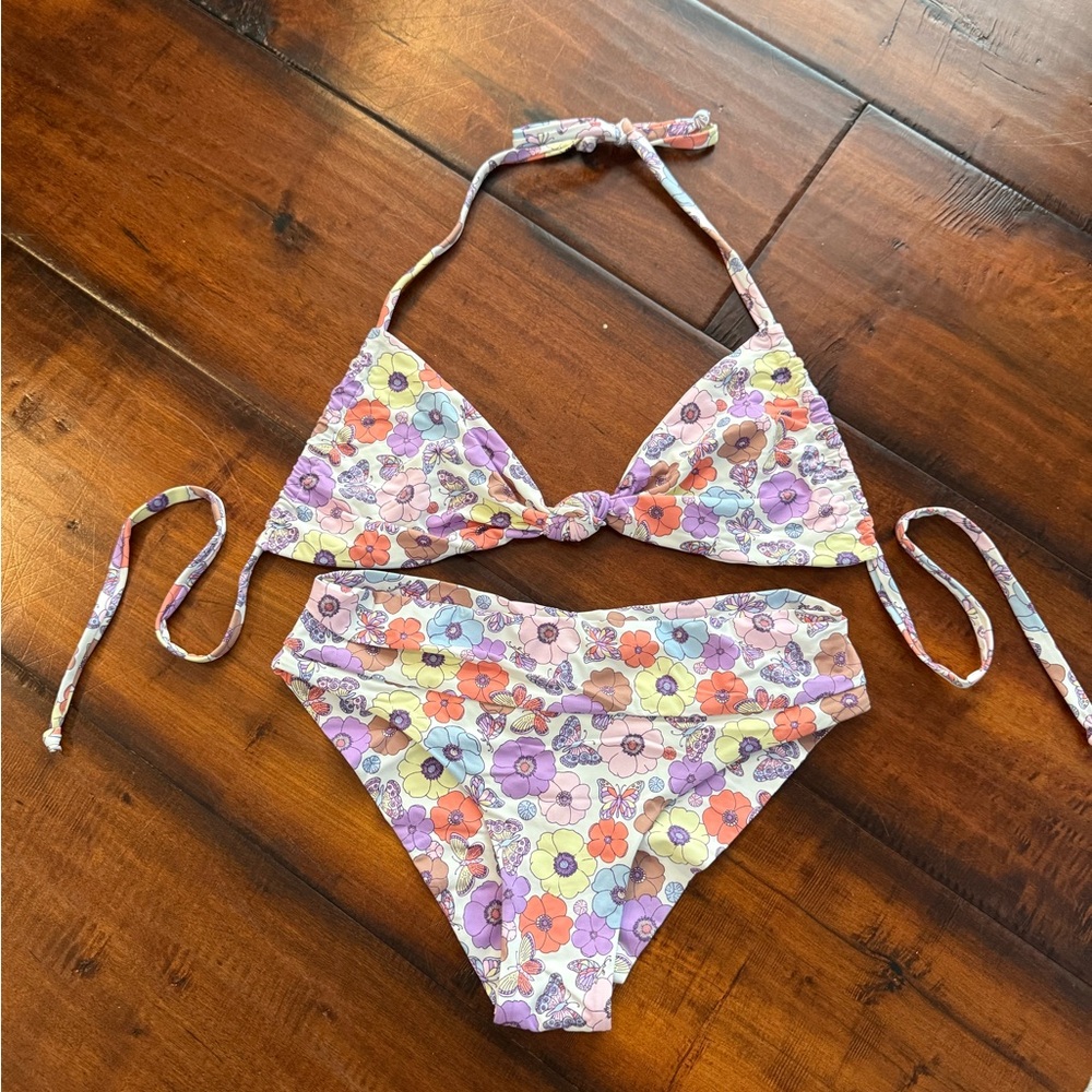 Frankie’s Bikinis Floral Set with Halter Top